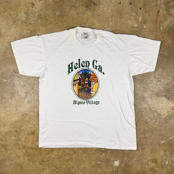 Vintage Helen GA Alpine Village Oktoberfest T-Shirt Men’s XL White 90s Oneita - Picture 1 of 8
